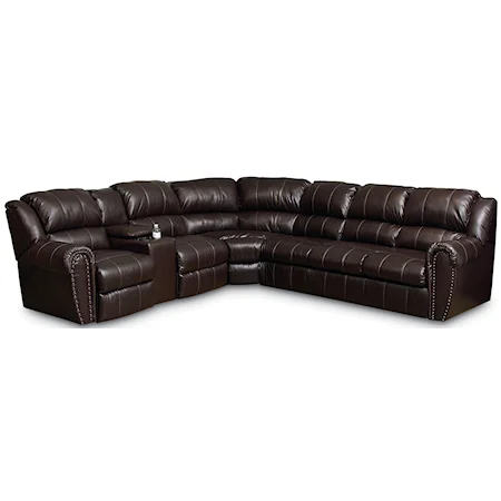 Traditional Reclining Sectional Sofa with Sleeper and Nail Head Trim Accents